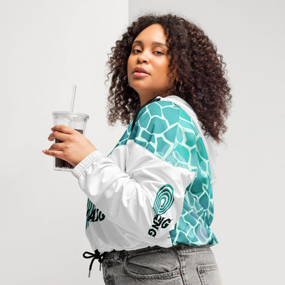 P-Thang Blue Marble Women’s Cropped Windbreaker image 1