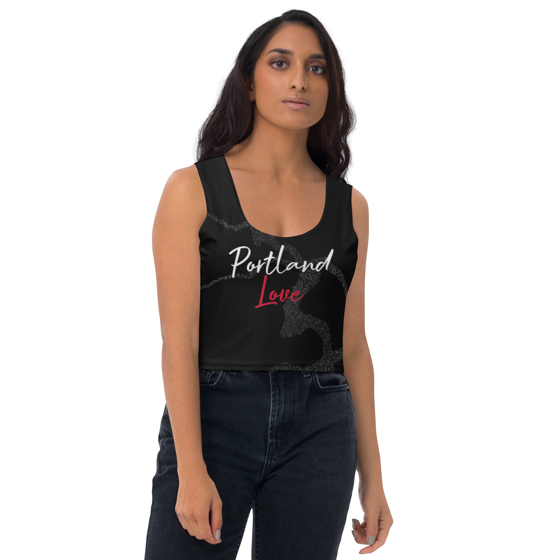 Portland Love Black Marble Crop Top image 0