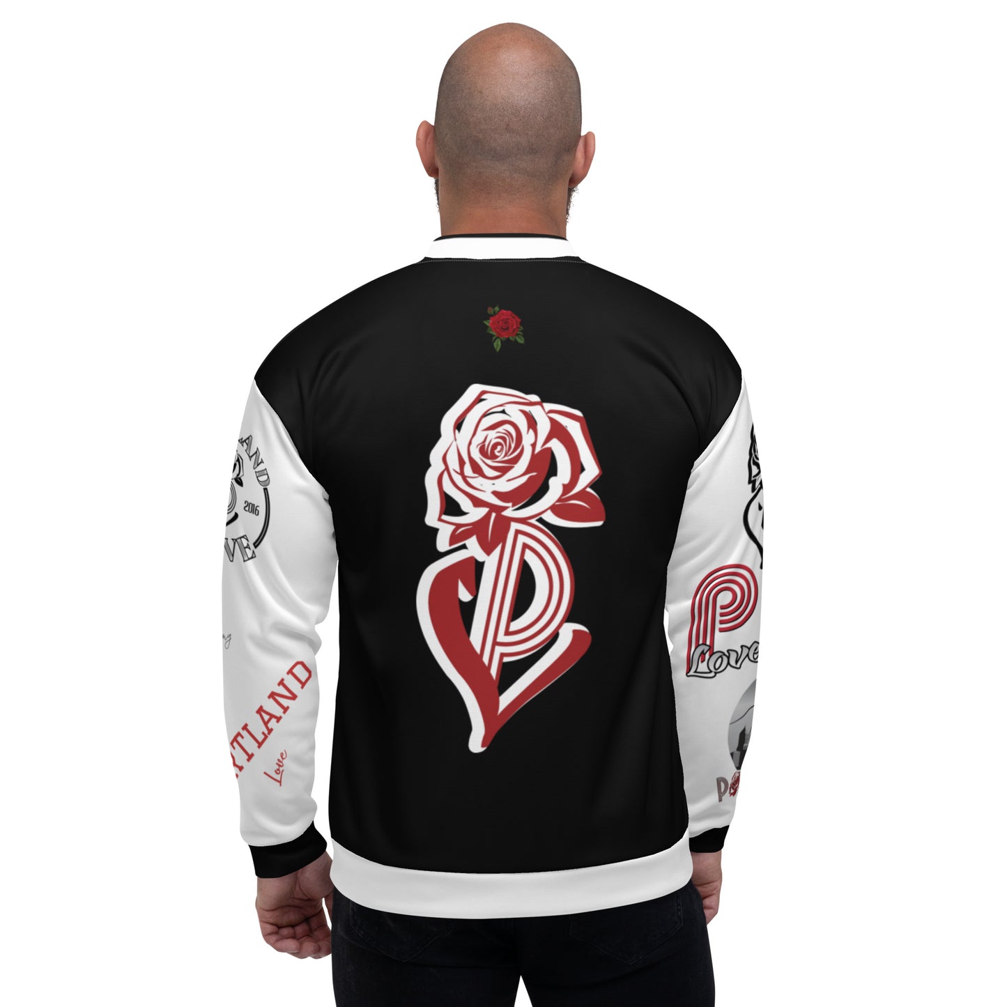 Portland Love Logo PL-Rose Bomber Jacket (Black) image 1