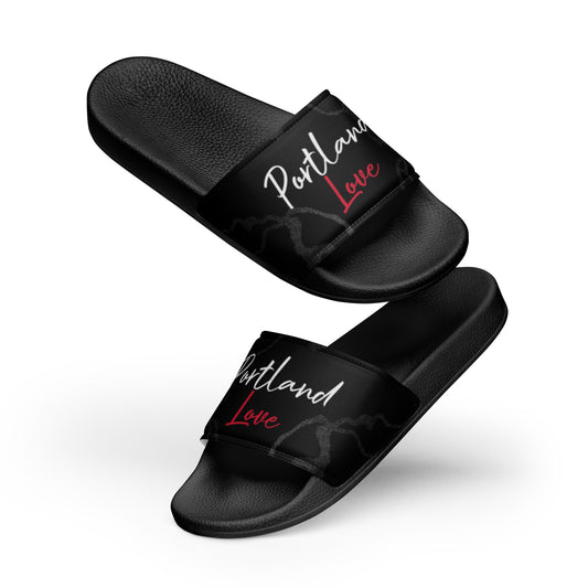 Portland Love Black Marble Women's Slides image 0