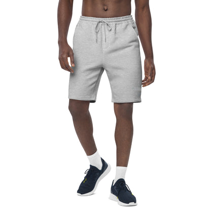 Block Style Grey Embroidered Men's Fleece Shorts image 3