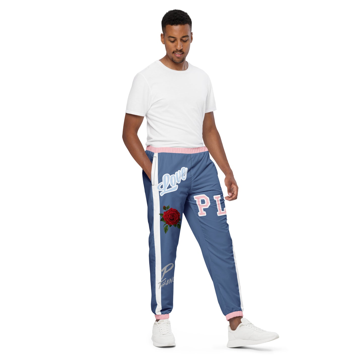 Portland Love Logos Kashmire Blue and Pink Unisex Track Pants image 1
