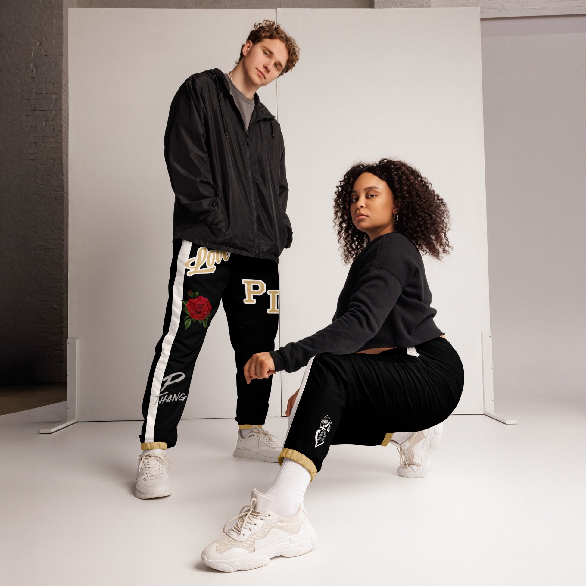 Black and Gold Portland Love Logos Unisex Track Pants image 5