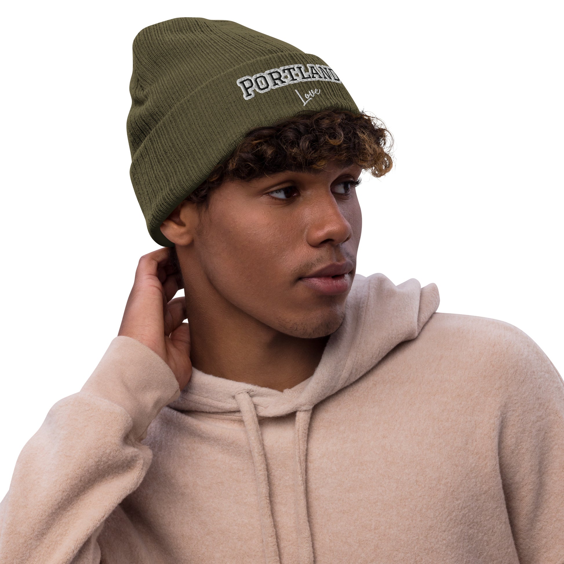 Block Style Ribbed Knit Beanie  image 2