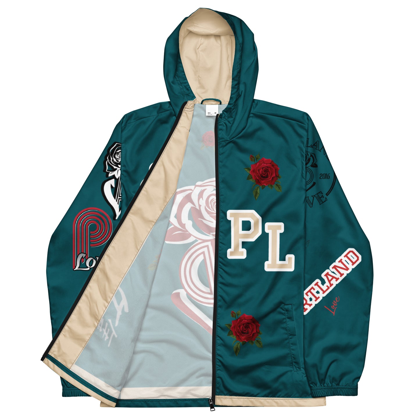 Portland Love Sherpa Blue Logo Men’s Windbreaker image 4