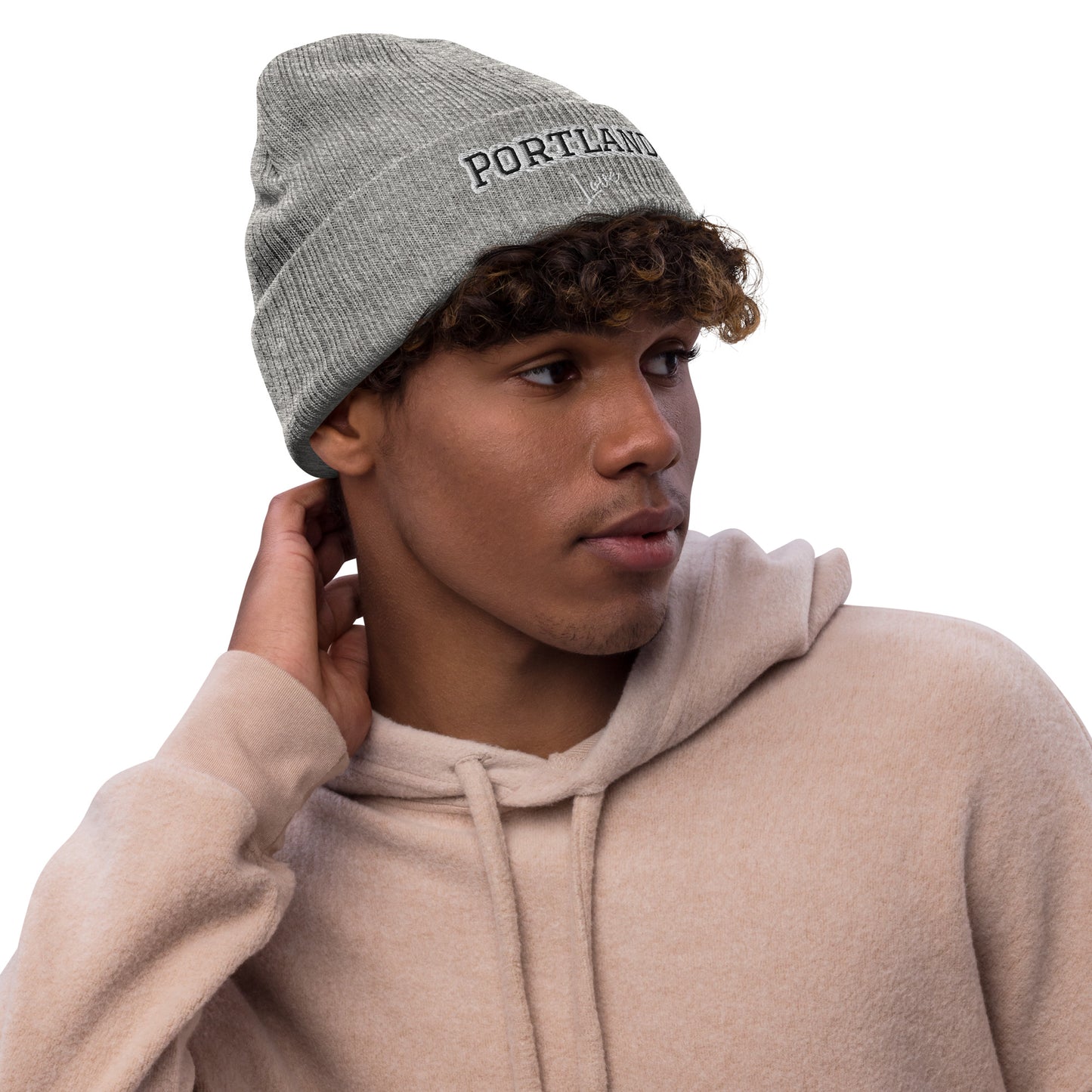 Block Style Ribbed Knit Beanie  image 4