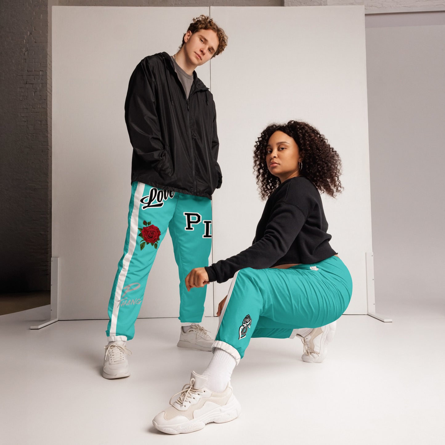 Portland Love Logos Dark Turquoise Unisex Track Pants image 7