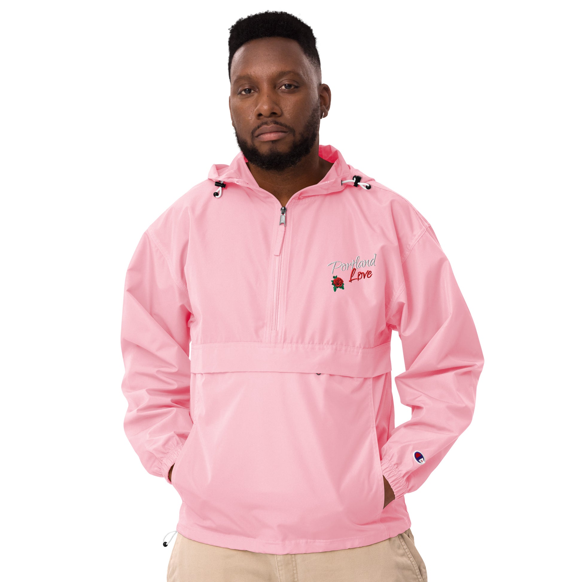 Portland Love Rose Embroidered Champion Packable Jacket image 11
