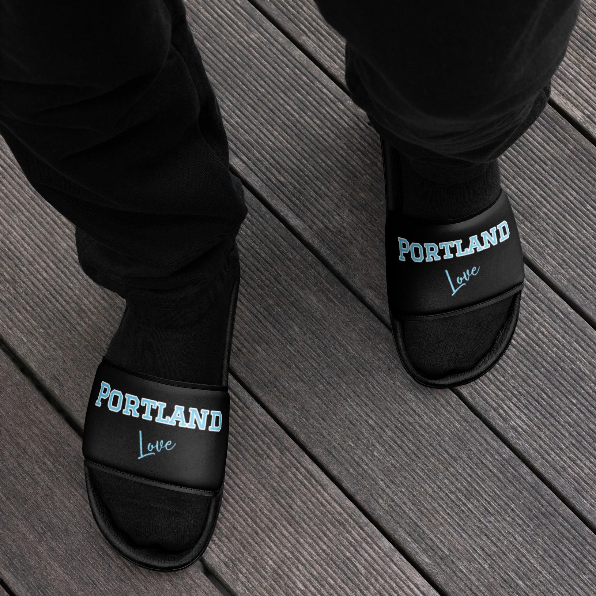 Block Style Columbia Blue Men’s Slides Inverted image 1