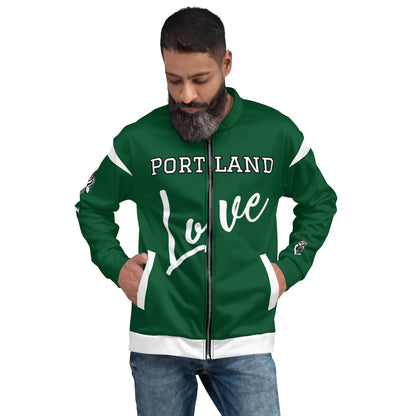 Block Style Forest Green Unisex Bomber Jacket image 0