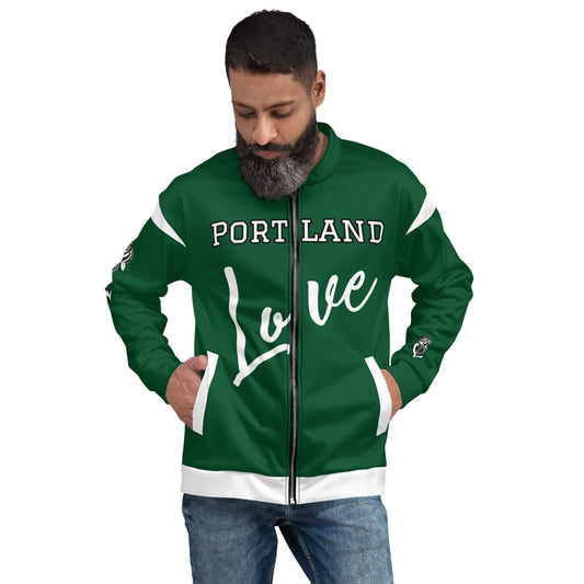 Block Style Forest Green Unisex Bomber Jacket image 0
