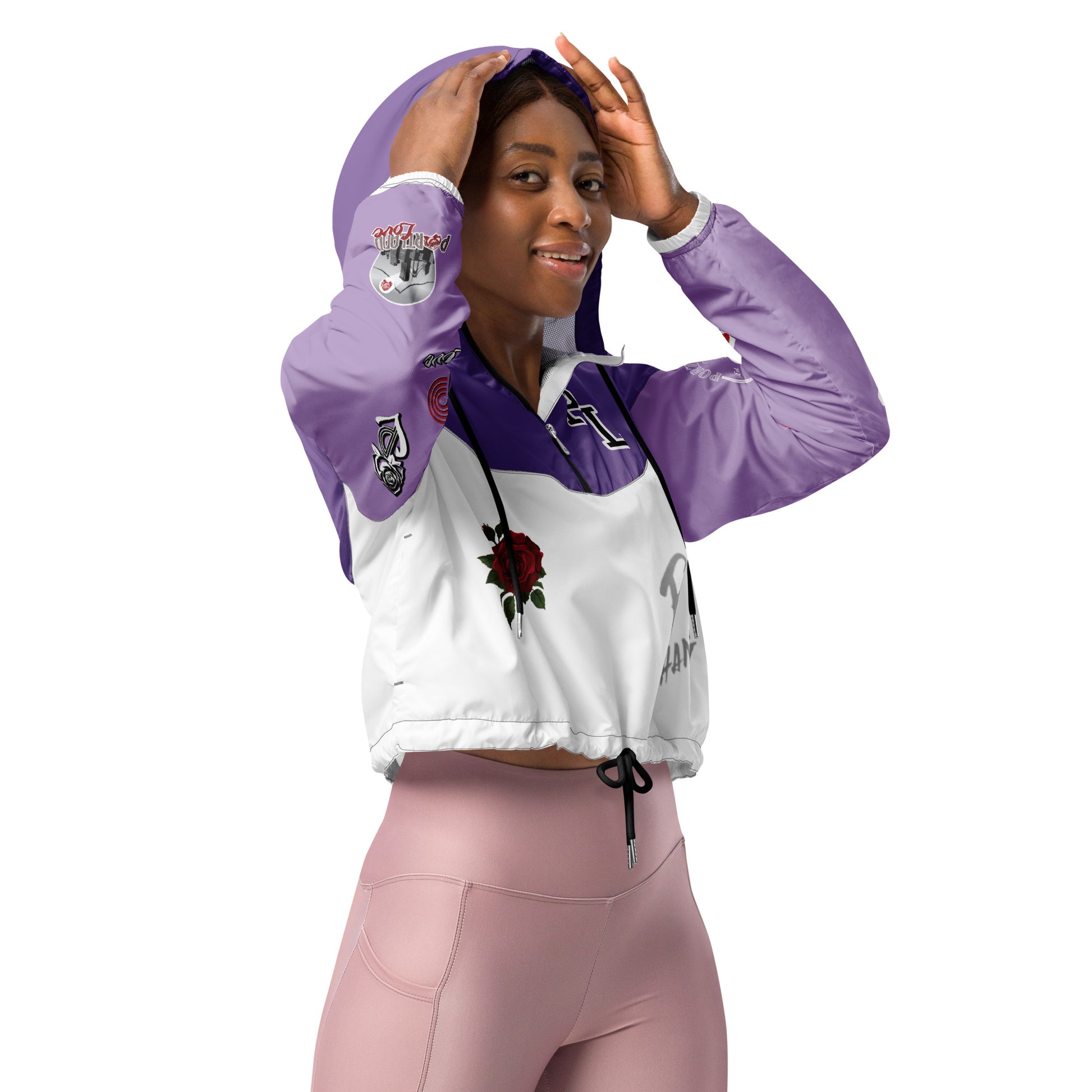 Portland Love Logos Purple Women’s Cropped Windbreaker image 6