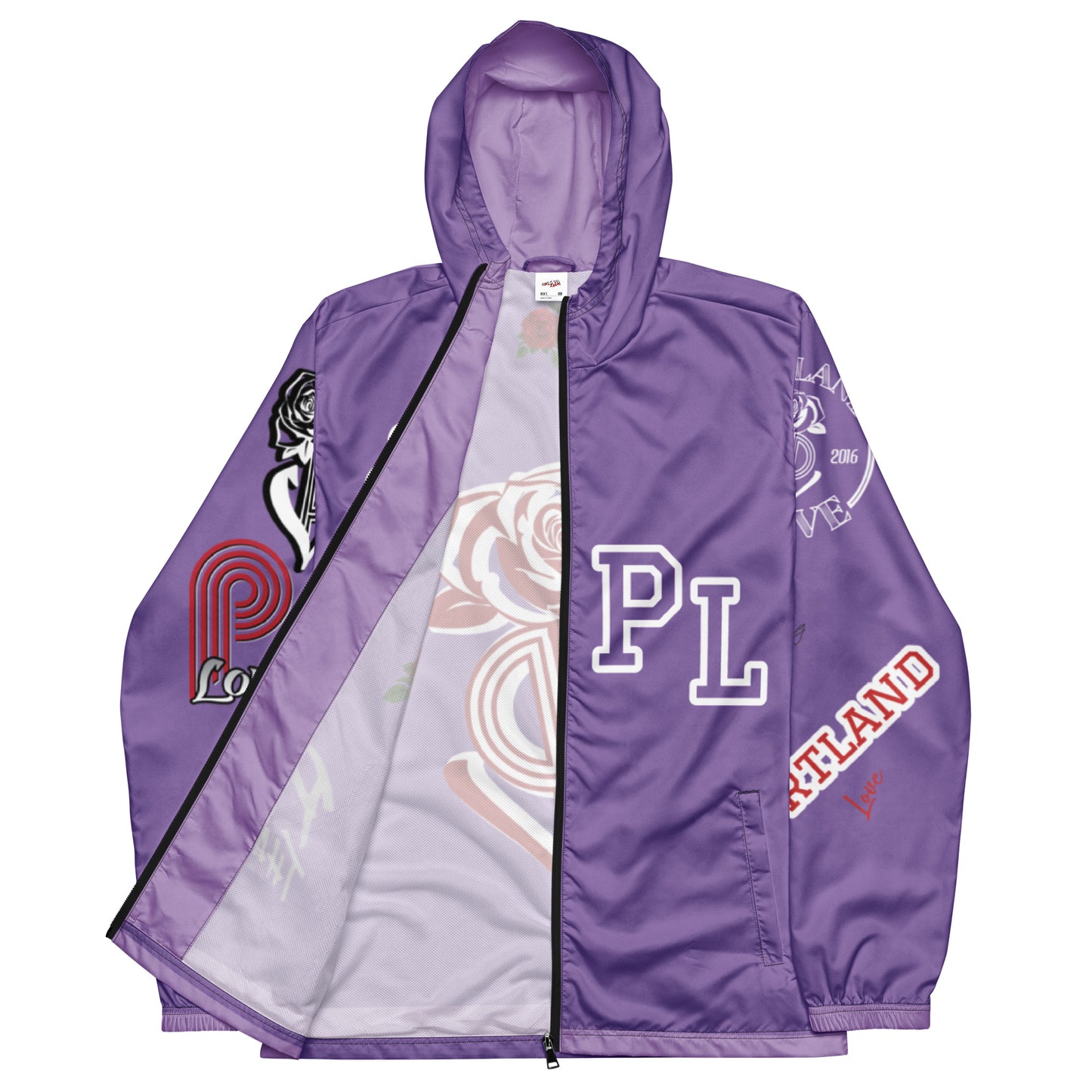 Portland Love Logos Purple Men’s Windbreaker image 2