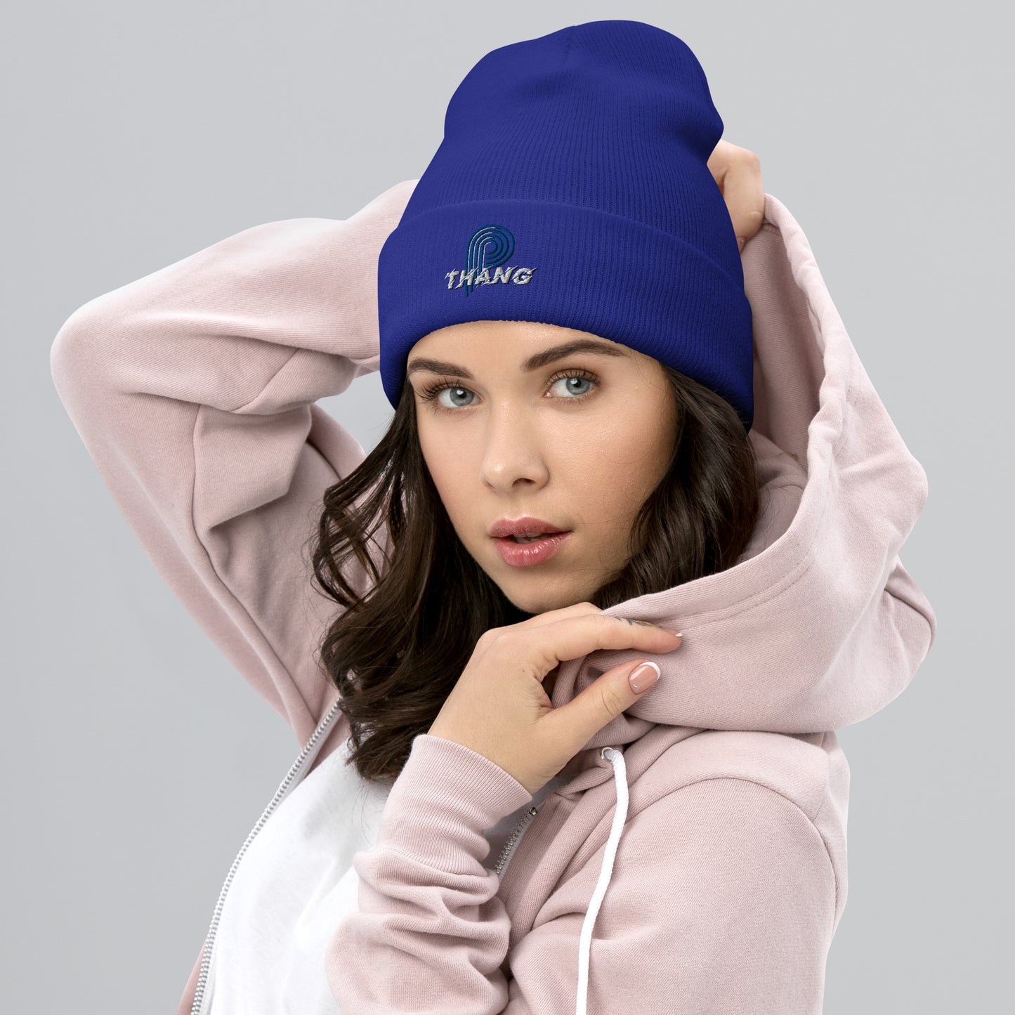 P-Thang (Royal/White) Cuffed Beanie image 3