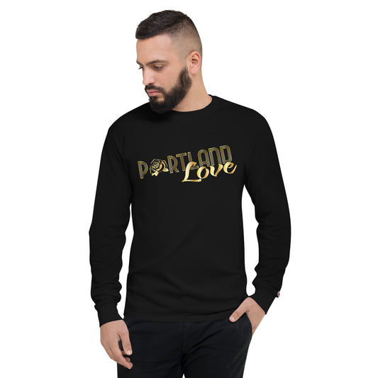 Portland Love Gold Print Men's Champion Long Sleeve Shirt image 0