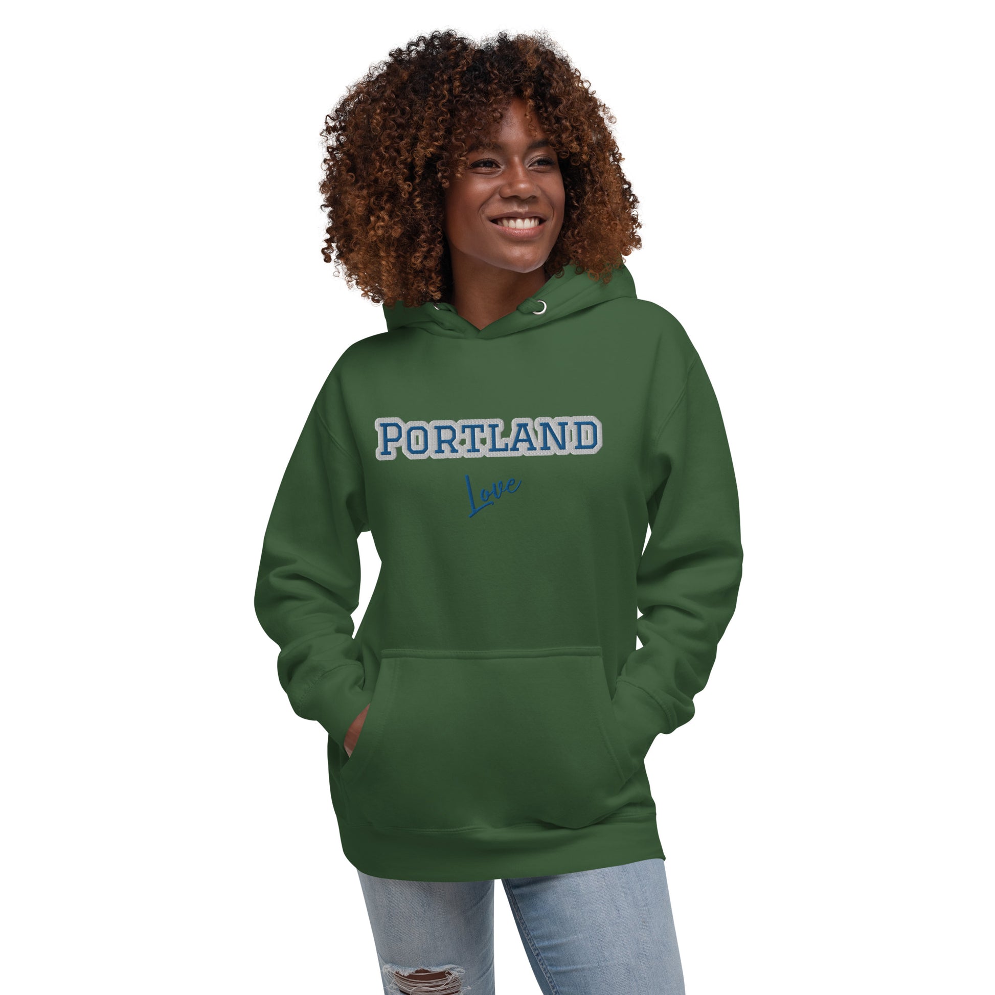 Block Style Royal/White Embroidered Unisex Hoodie image 24