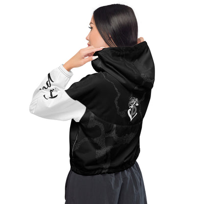 Portland Love Black Marble Women’s Cropped Windbreaker image 6