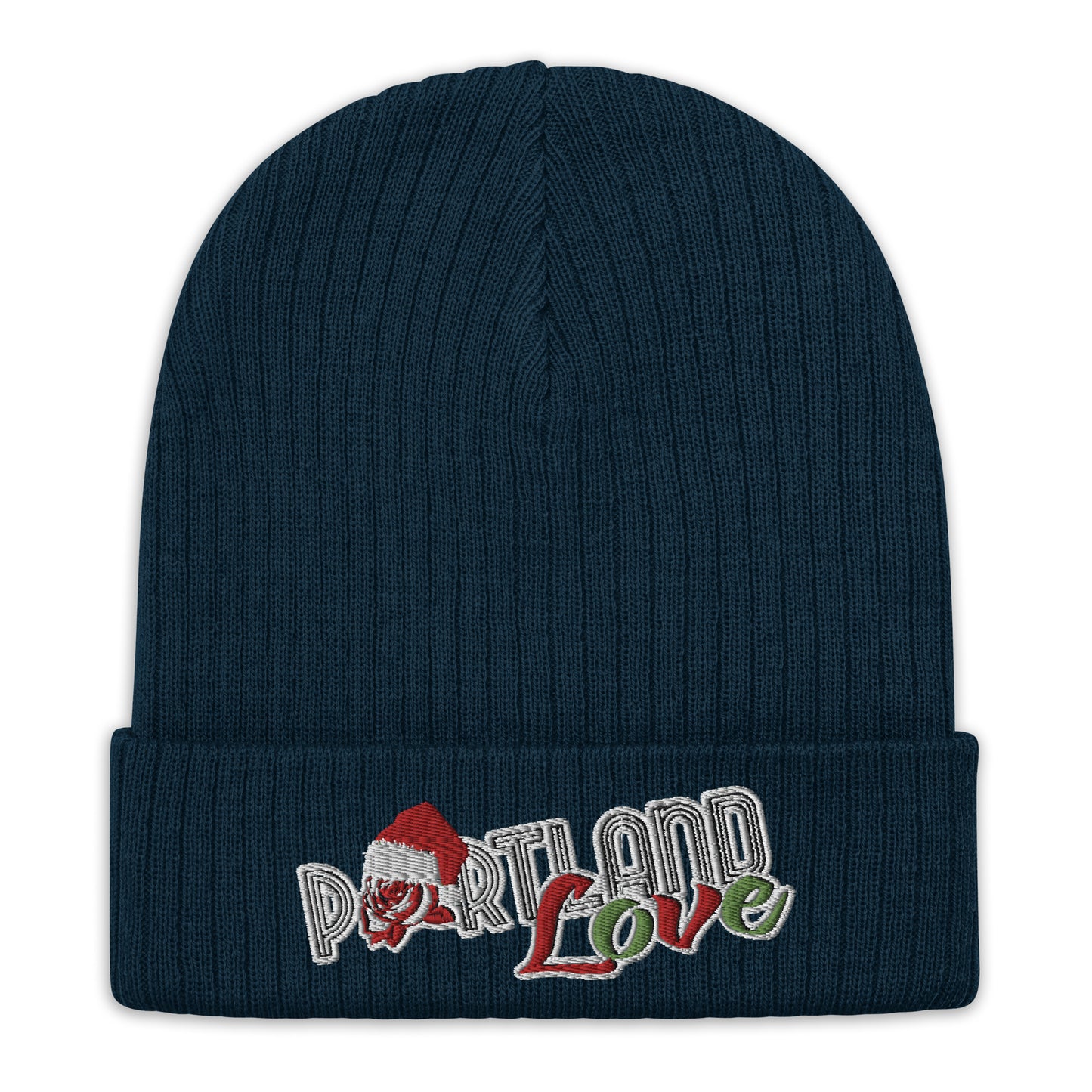 Original Portland Love Christmas Black Ribbed Knit Beanie image 2