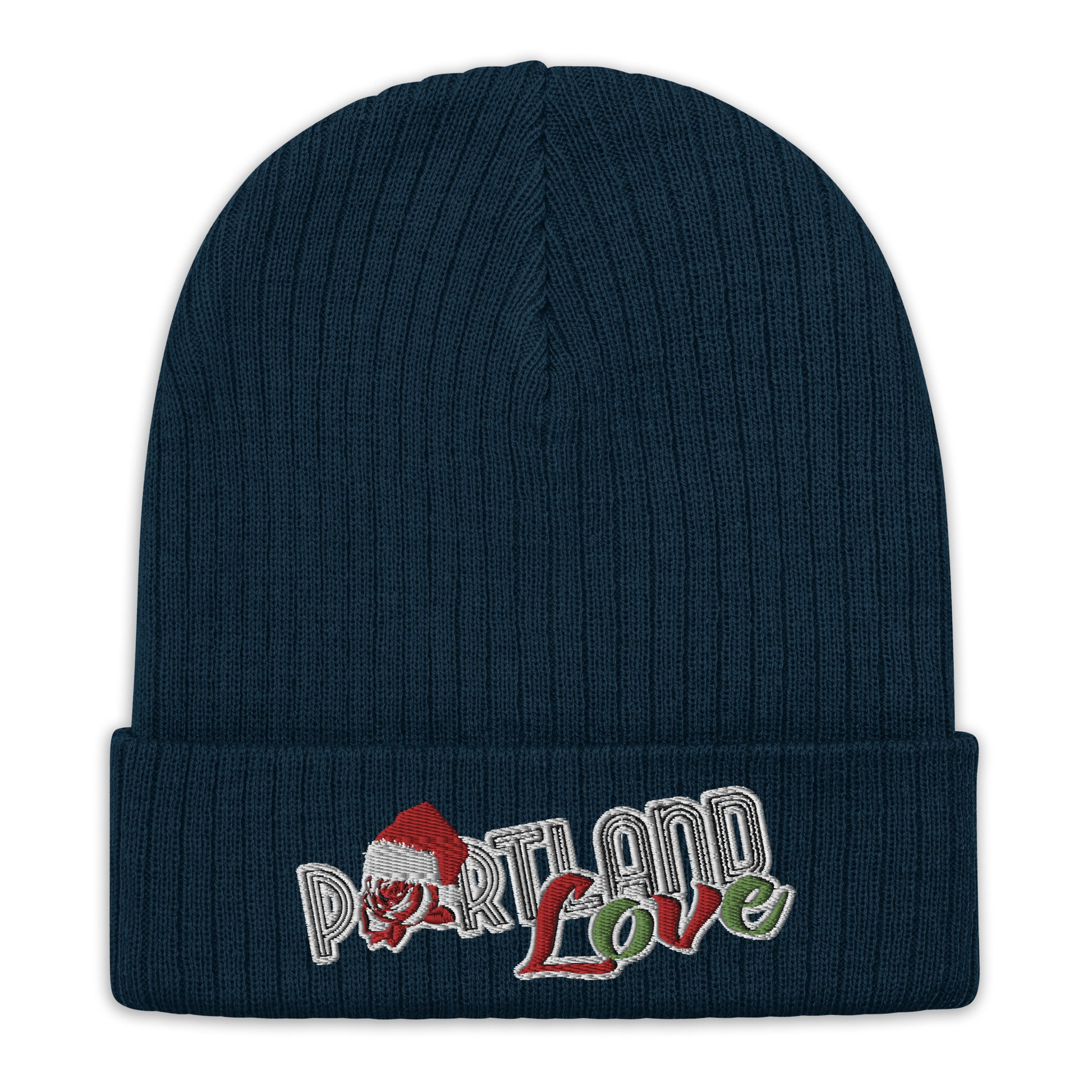 Original Portland Love Christmas Black Ribbed Knit Beanie image 2