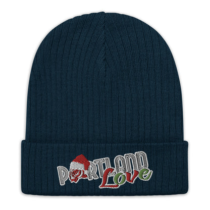 Original Portland Love Christmas Black Ribbed Knit Beanie image 2