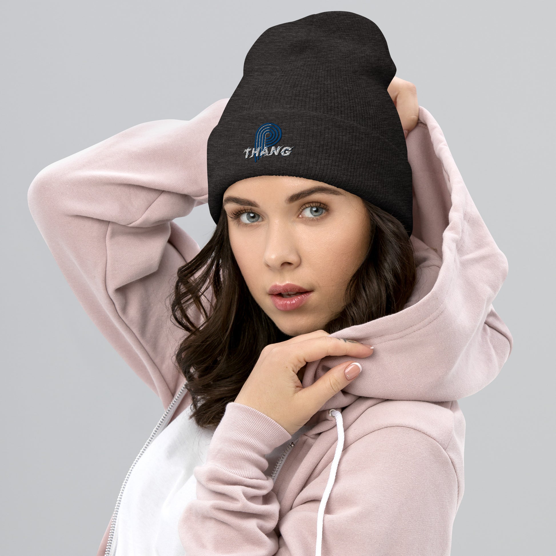 P-Thang (Royal/White) Cuffed Beanie image 2