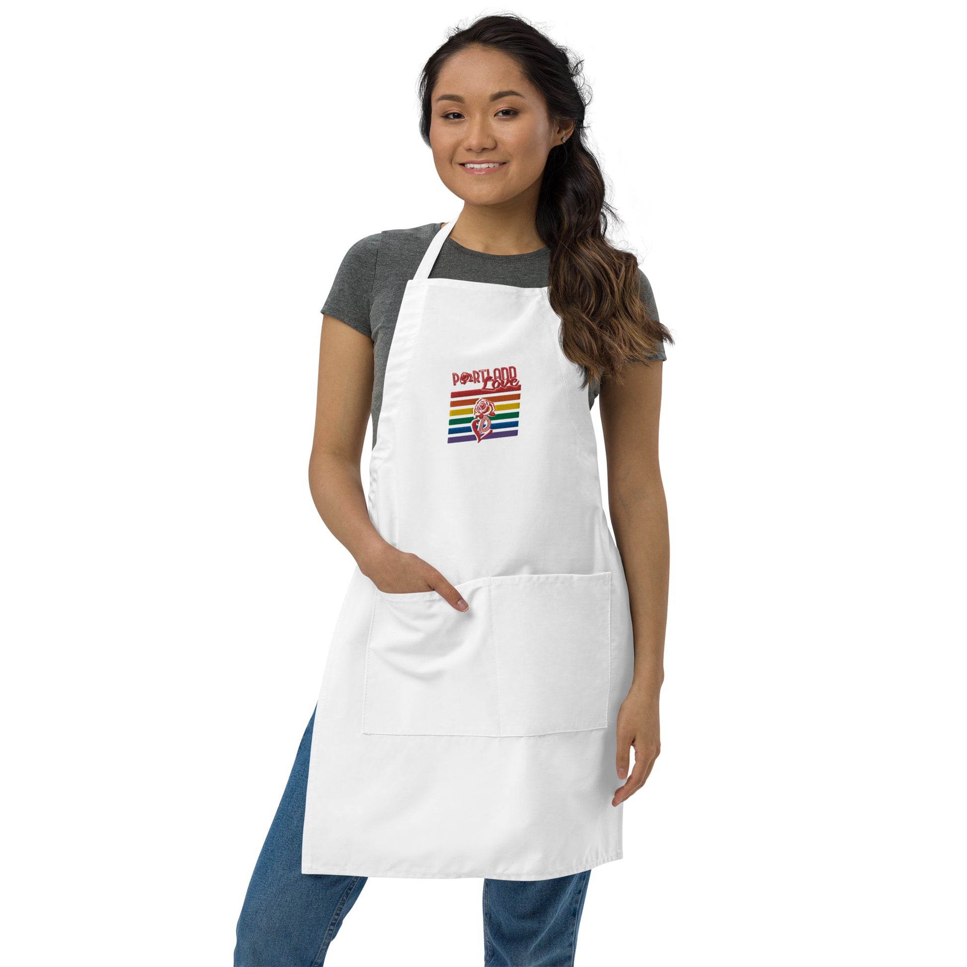 Portland Love Rainbow Embroidered Apron image 6