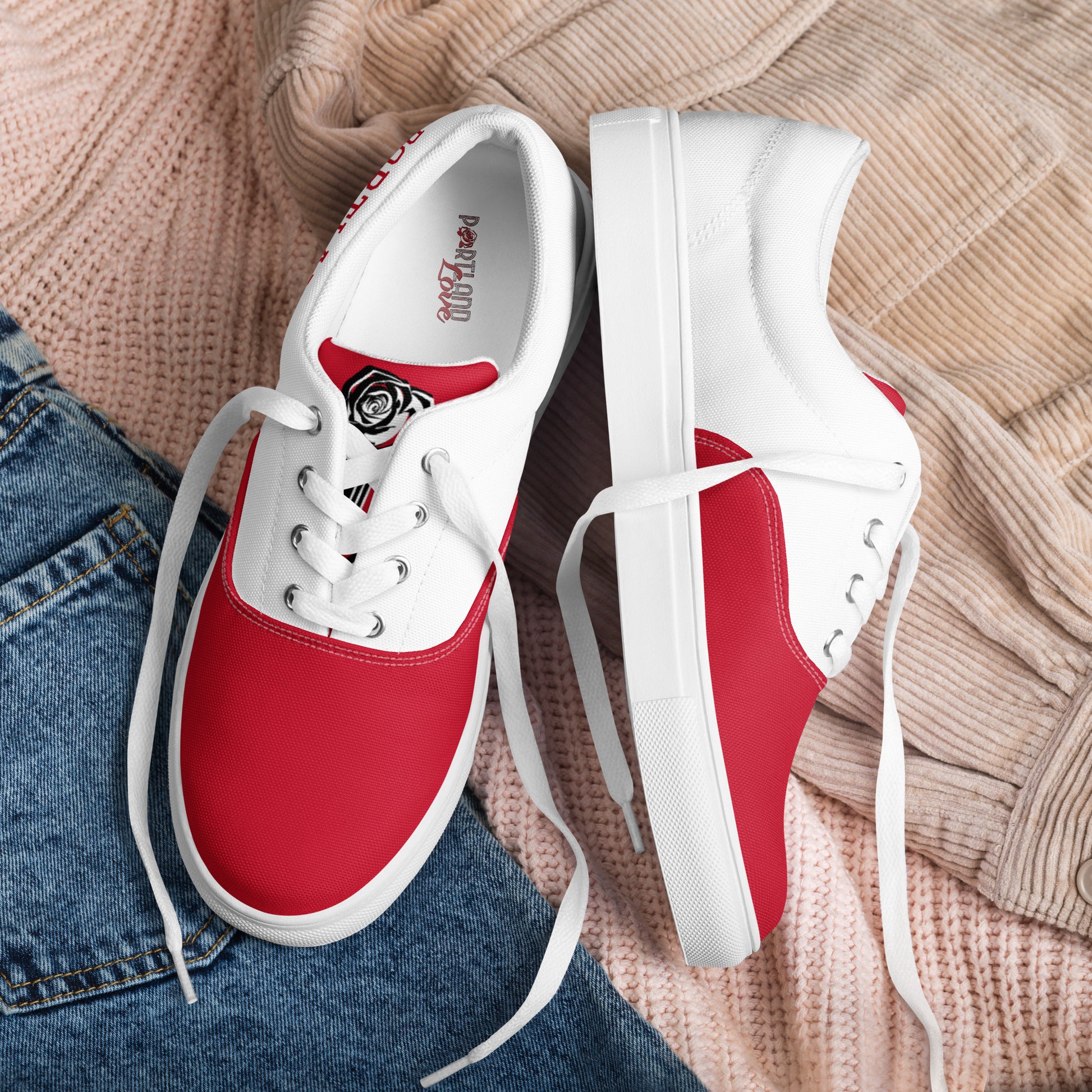 Block Style Men’s Red Lace-up Canvas Shoes image 4