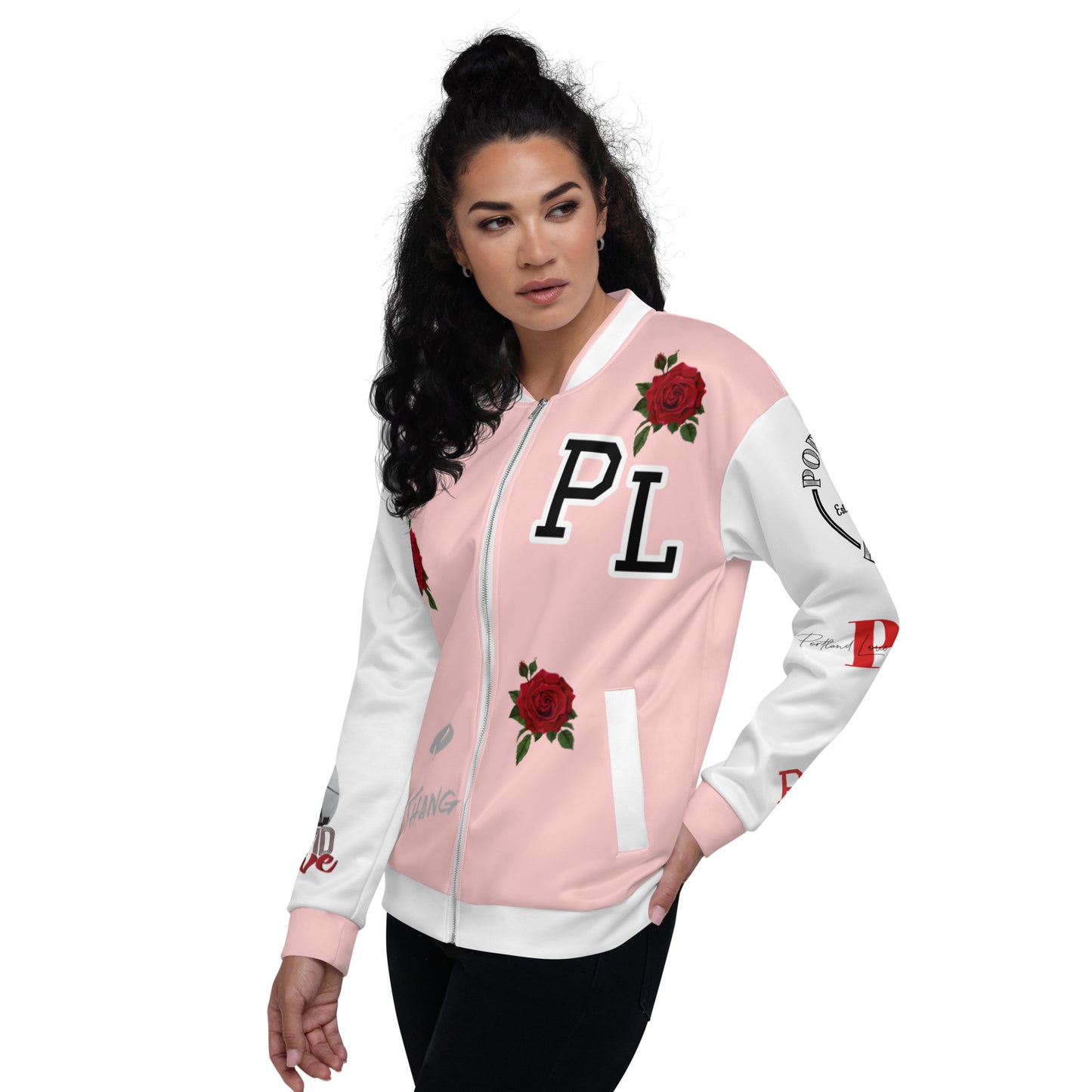 Portland Love Logo PL-Rose Bomber Jacket (Pink) image 3