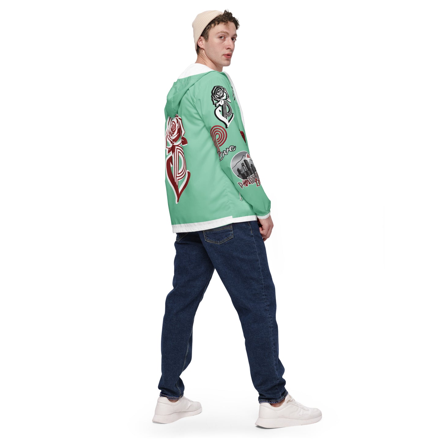 Portland Love Logos Vista Blue Men’s Windbreaker image 9