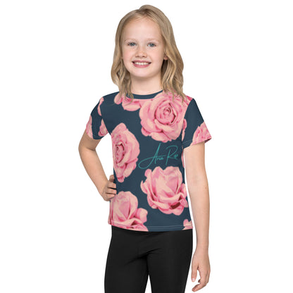 Aria Rose Flower Kids Crew Neck T-Shirt image 1