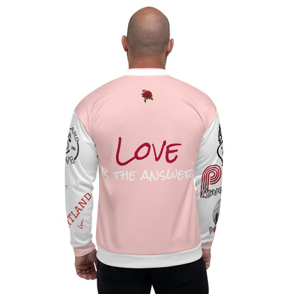 Portland Love Logo Love Is The Answer Bomber Jacket (Pink) image 7