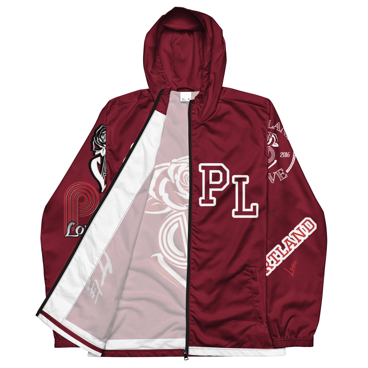 Portland Love Burgundy Logo Men’s Windbreaker image 4