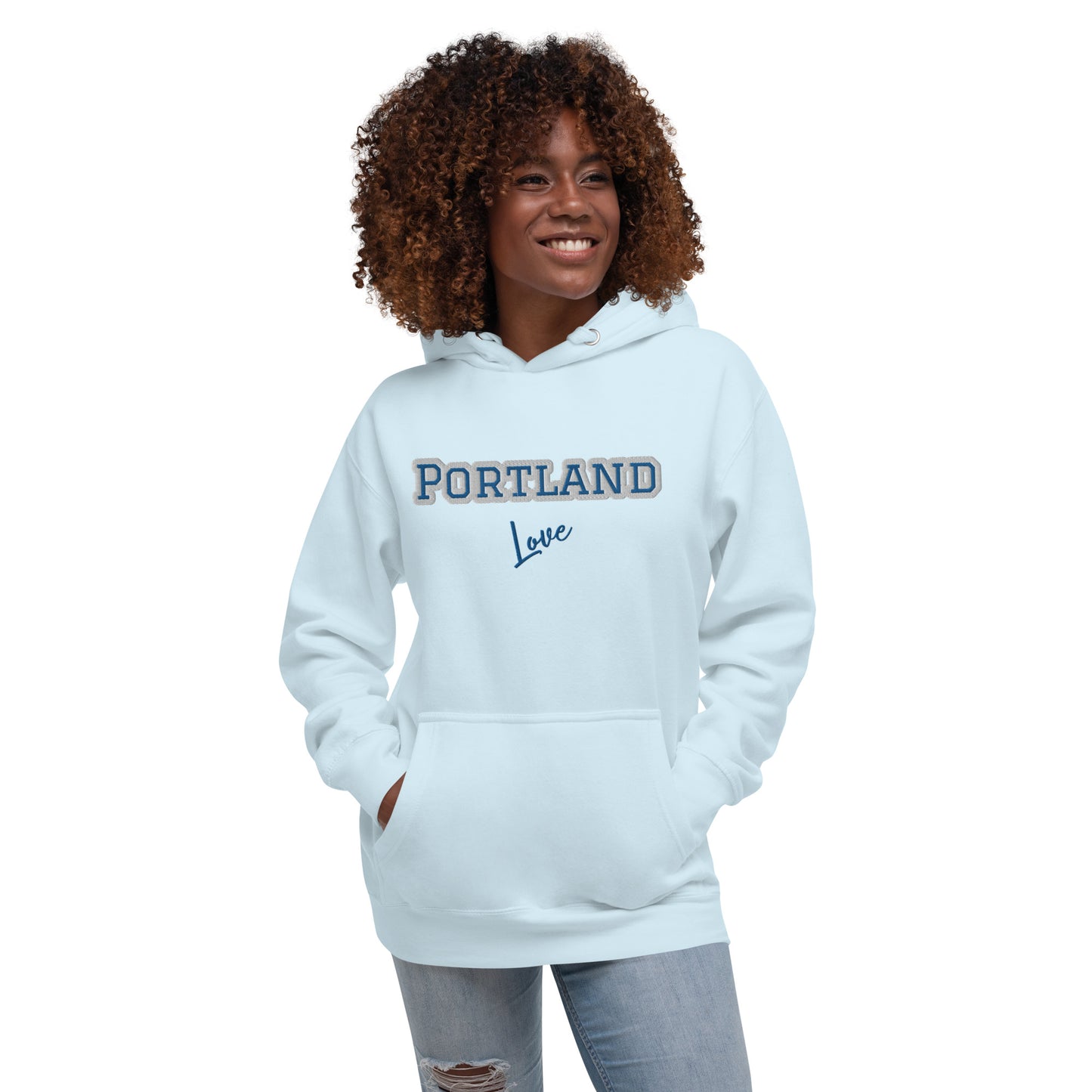 Block Style Royal/White Embroidered Unisex Hoodie image 40