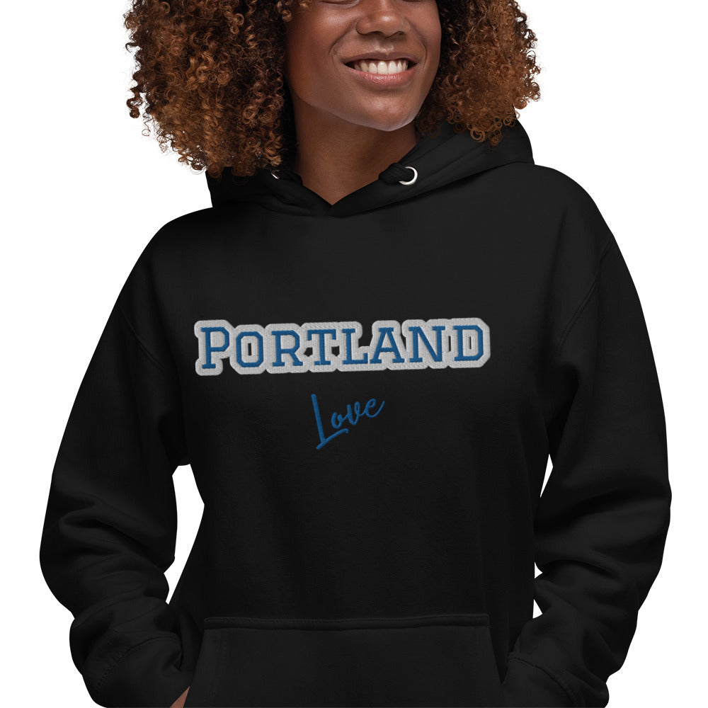 Block Style Royal/White Embroidered Unisex Hoodie image 1