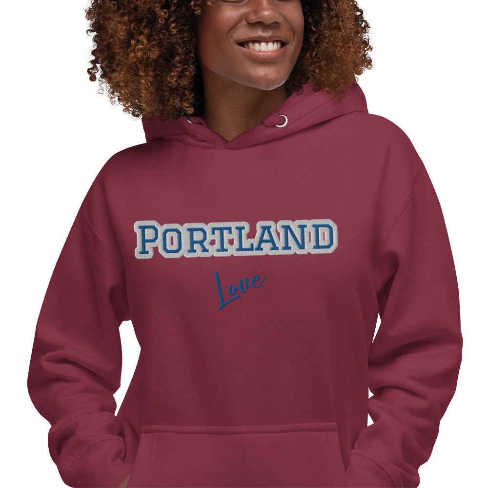 Block Style Royal/White Embroidered Unisex Hoodie image 9