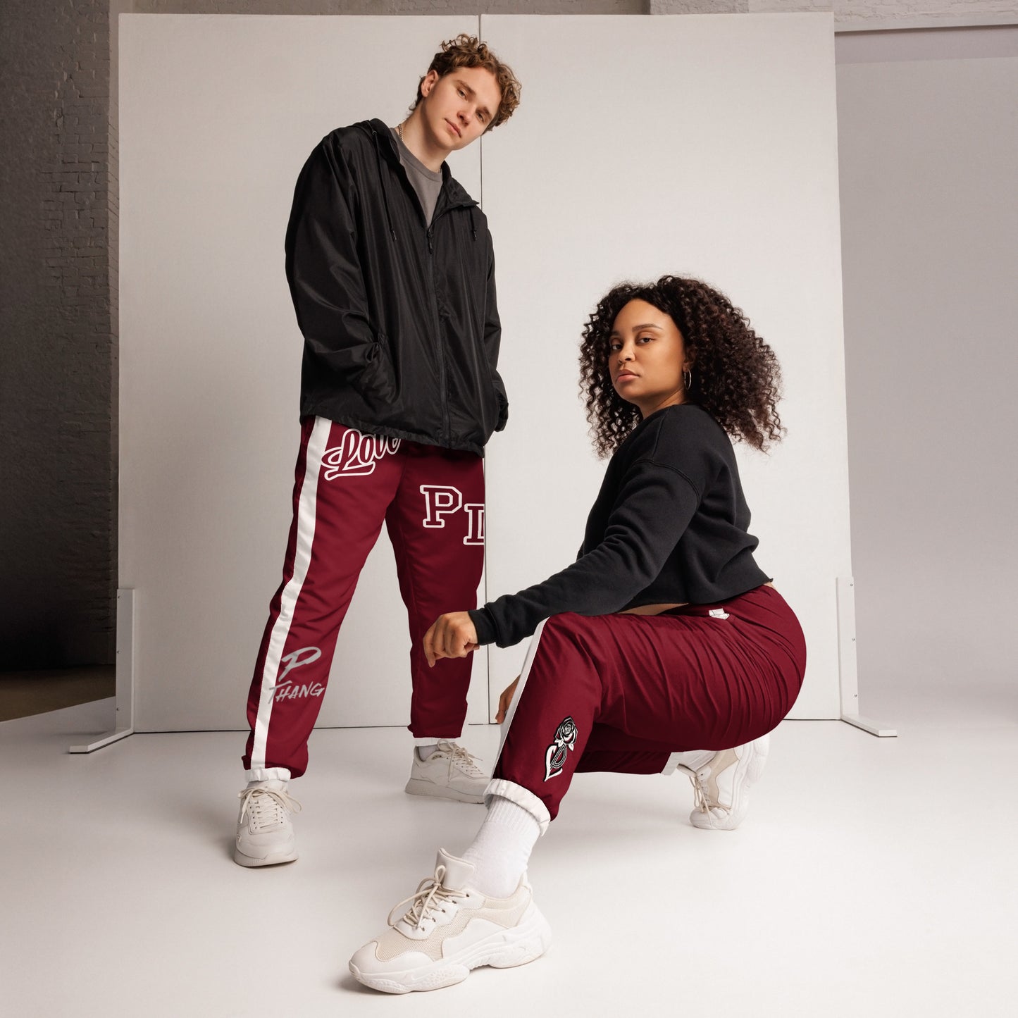 Portland Love Burgundy Logos Unisex Track Pants image 3