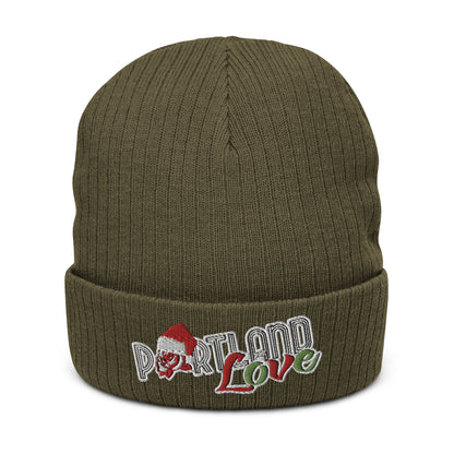 Original Portland Love Christmas Black Ribbed Knit Beanie image 8