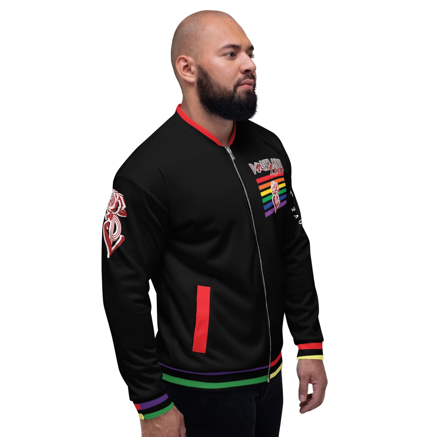 Black Rainbow Unisex Bomber Jacket image 2