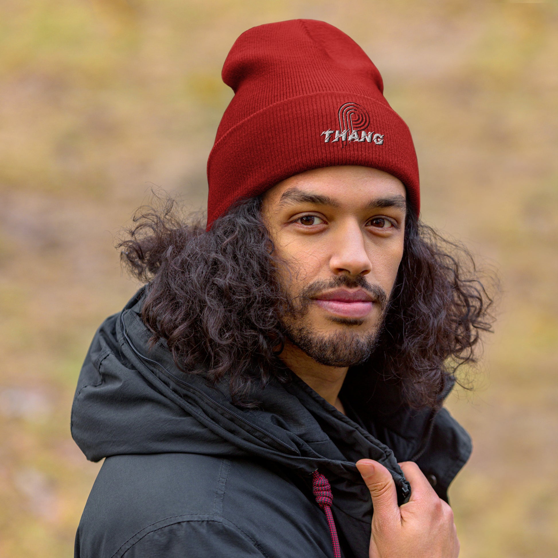 P-Thang (Red/White) Cuffed Beanie image 5