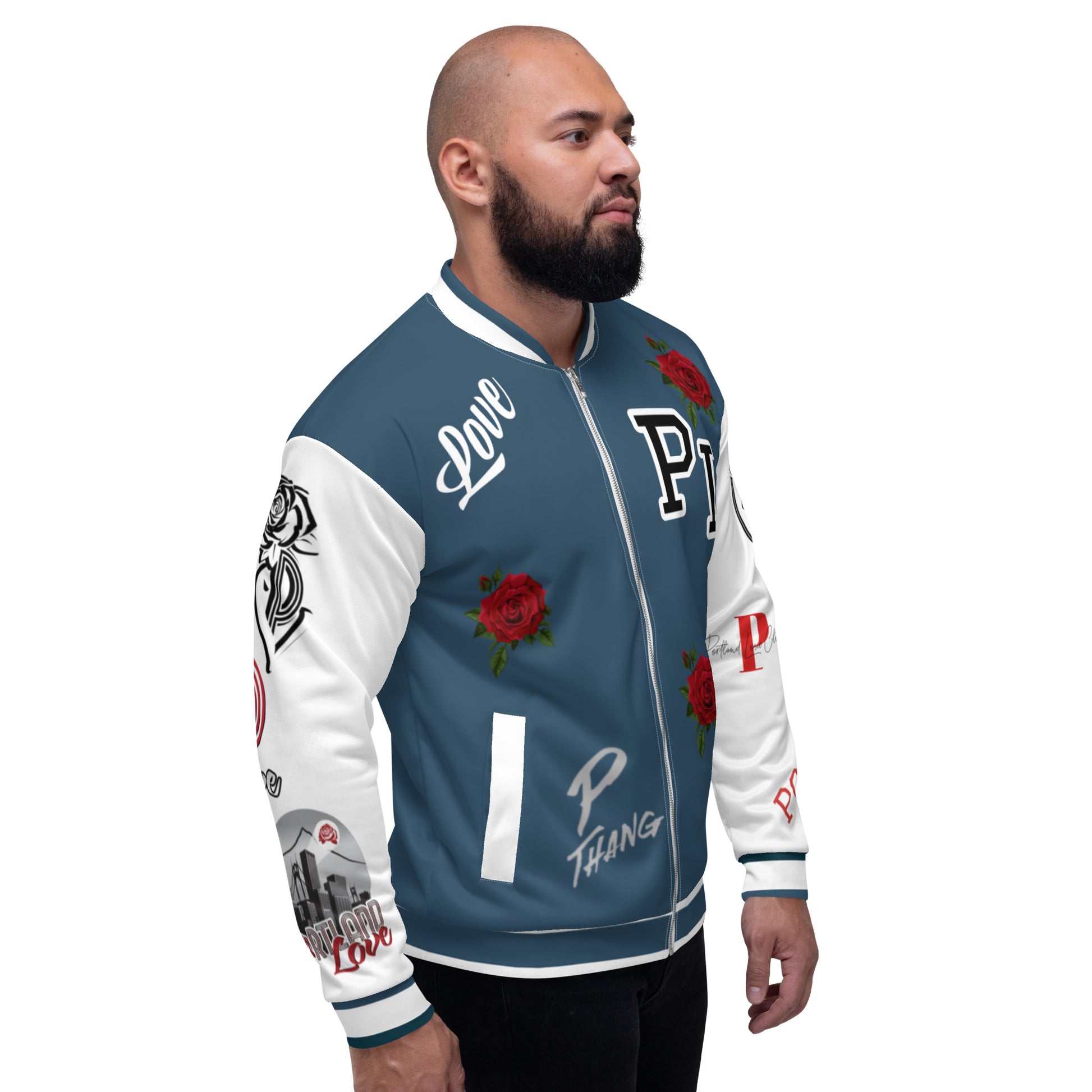 Arapawa Blue Portland Love Logo Port-Man Bomber Jacket image 3