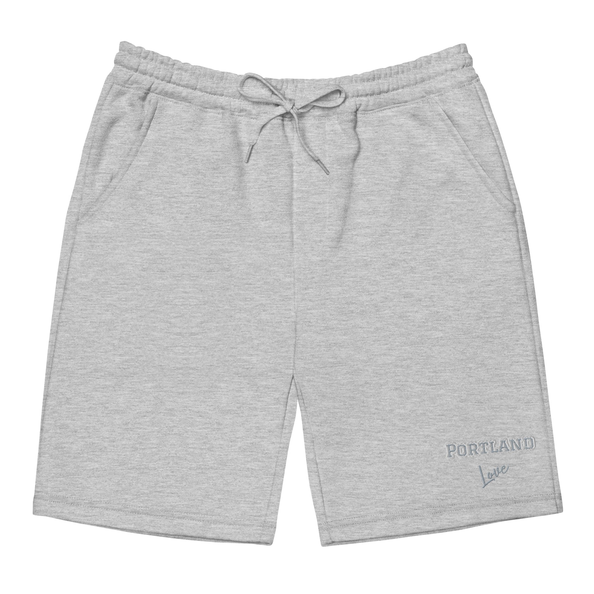 Block Style Grey Embroidered Men's Fleece Shorts image 2