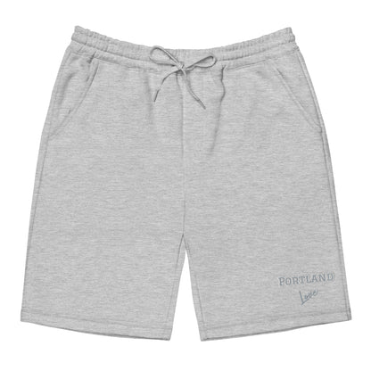 Block Style Grey Embroidered Men's Fleece Shorts image 2