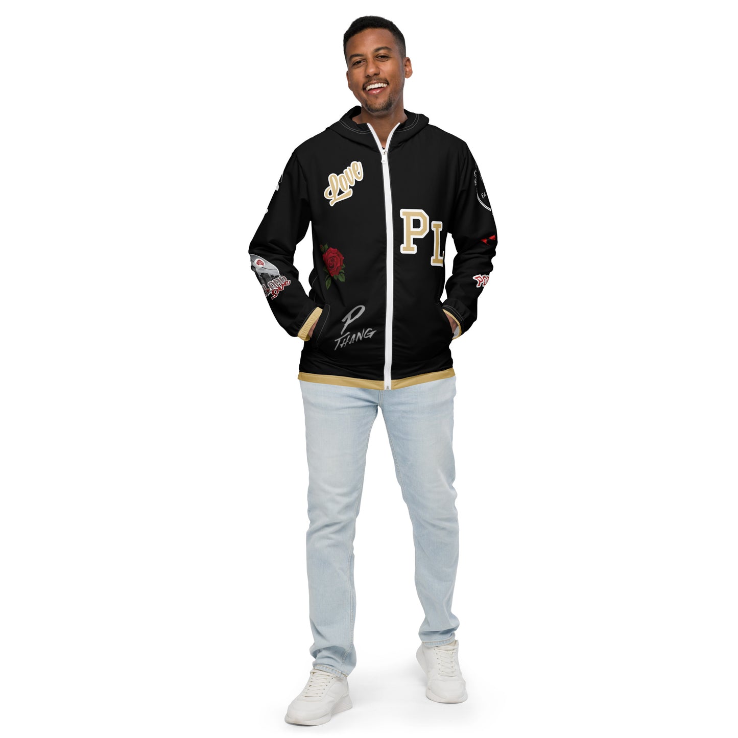 Black and Gold Logo Men’s Windbreaker image 12