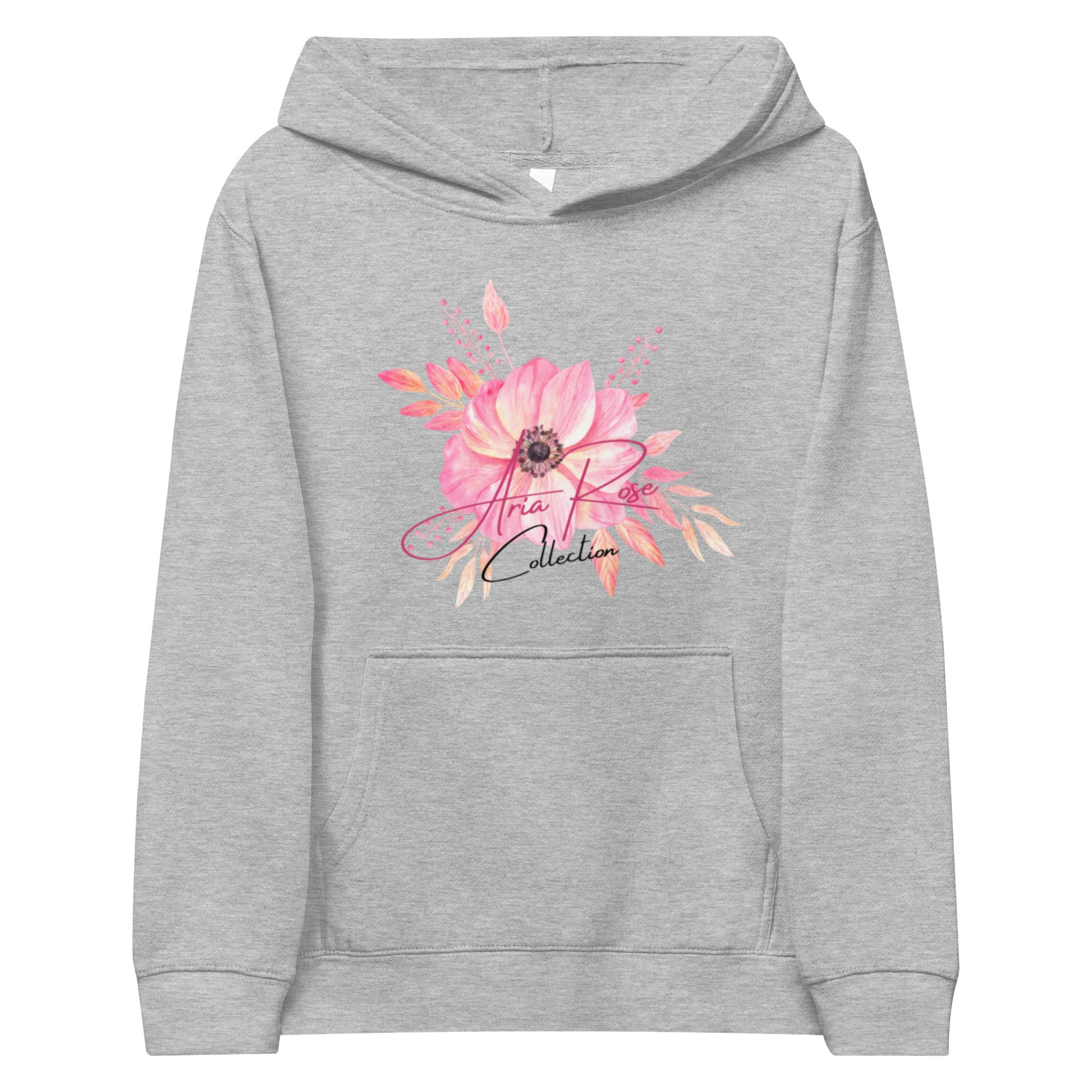 Aria Rose Pink Flower Kids Fleece Hoodie image 1