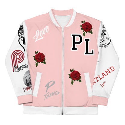 Portland Love Logo Love Is The Answer Bomber Jacket (Pink) image 9