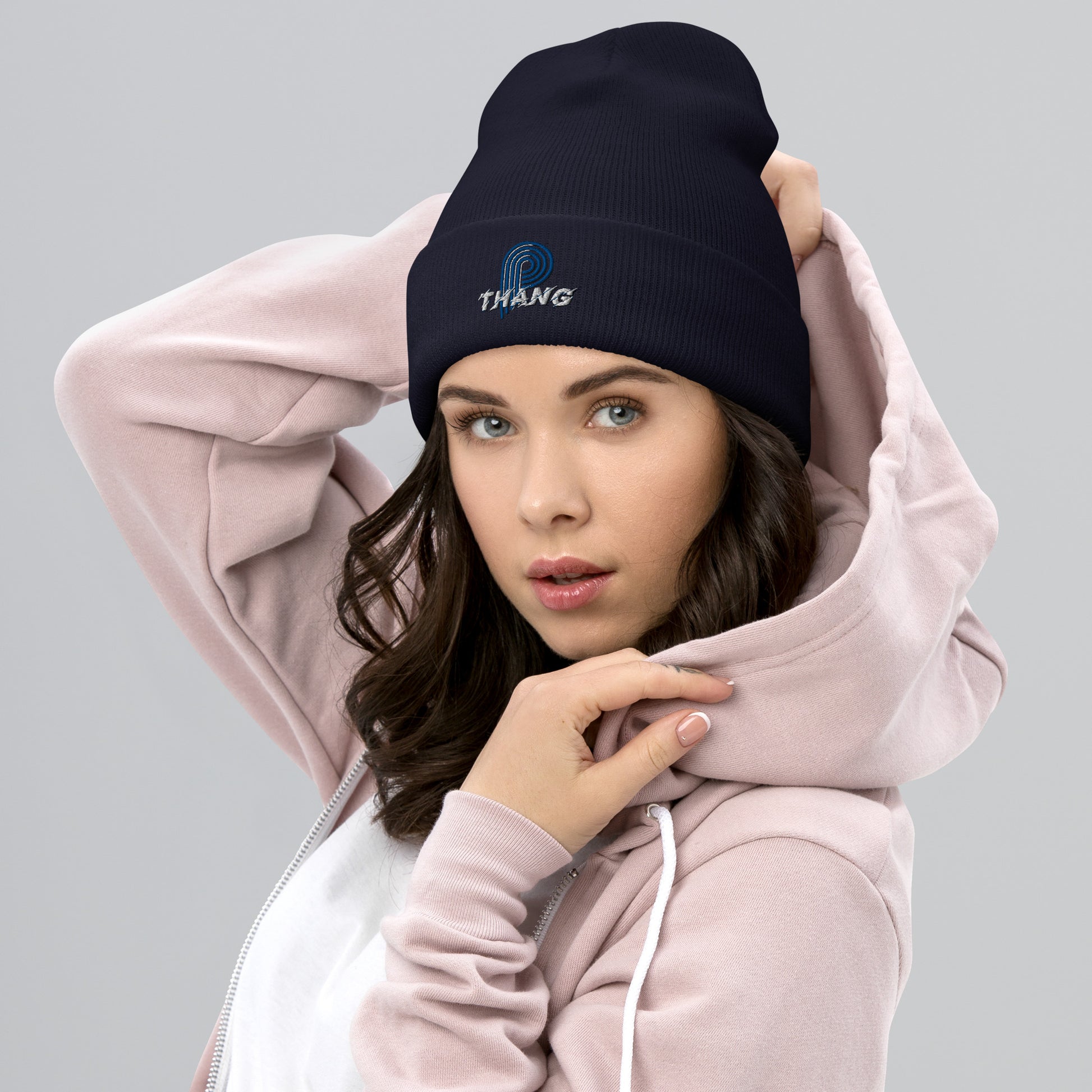 P-Thang (Royal/White) Cuffed Beanie image 1