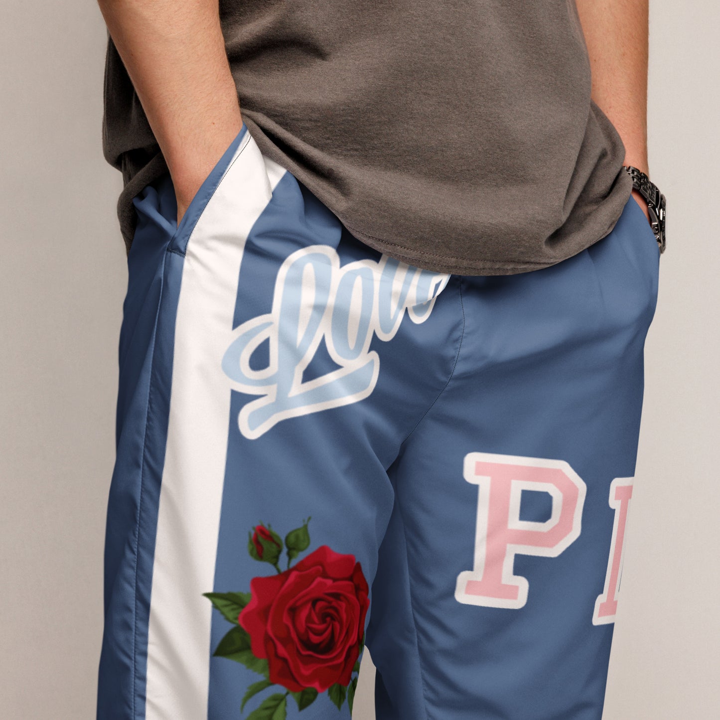Portland Love Logos Kashmire Blue and Pink Unisex Track Pants image 3