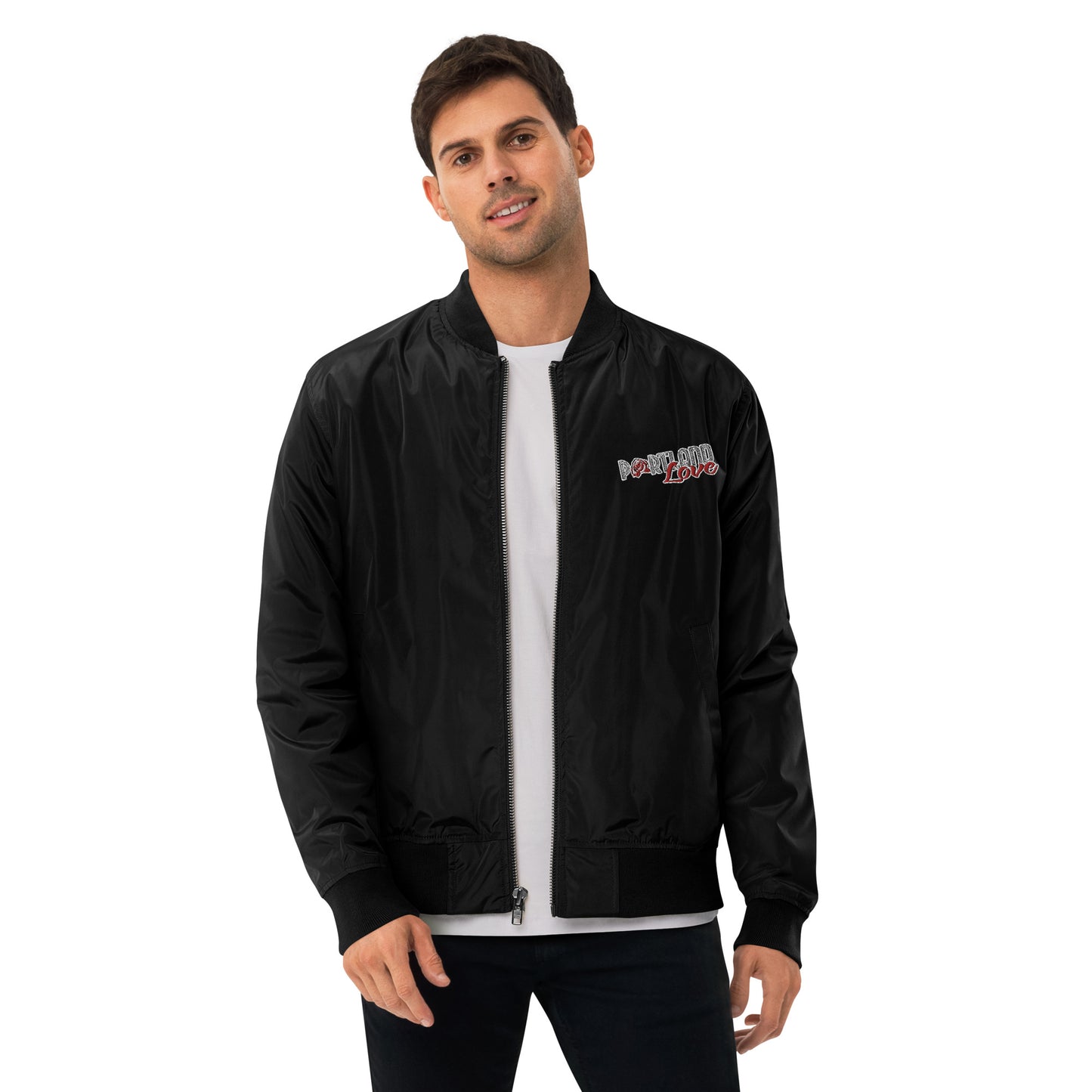 Original Portland Love Embroidered Premium Recycled Bomber Jacket image 0