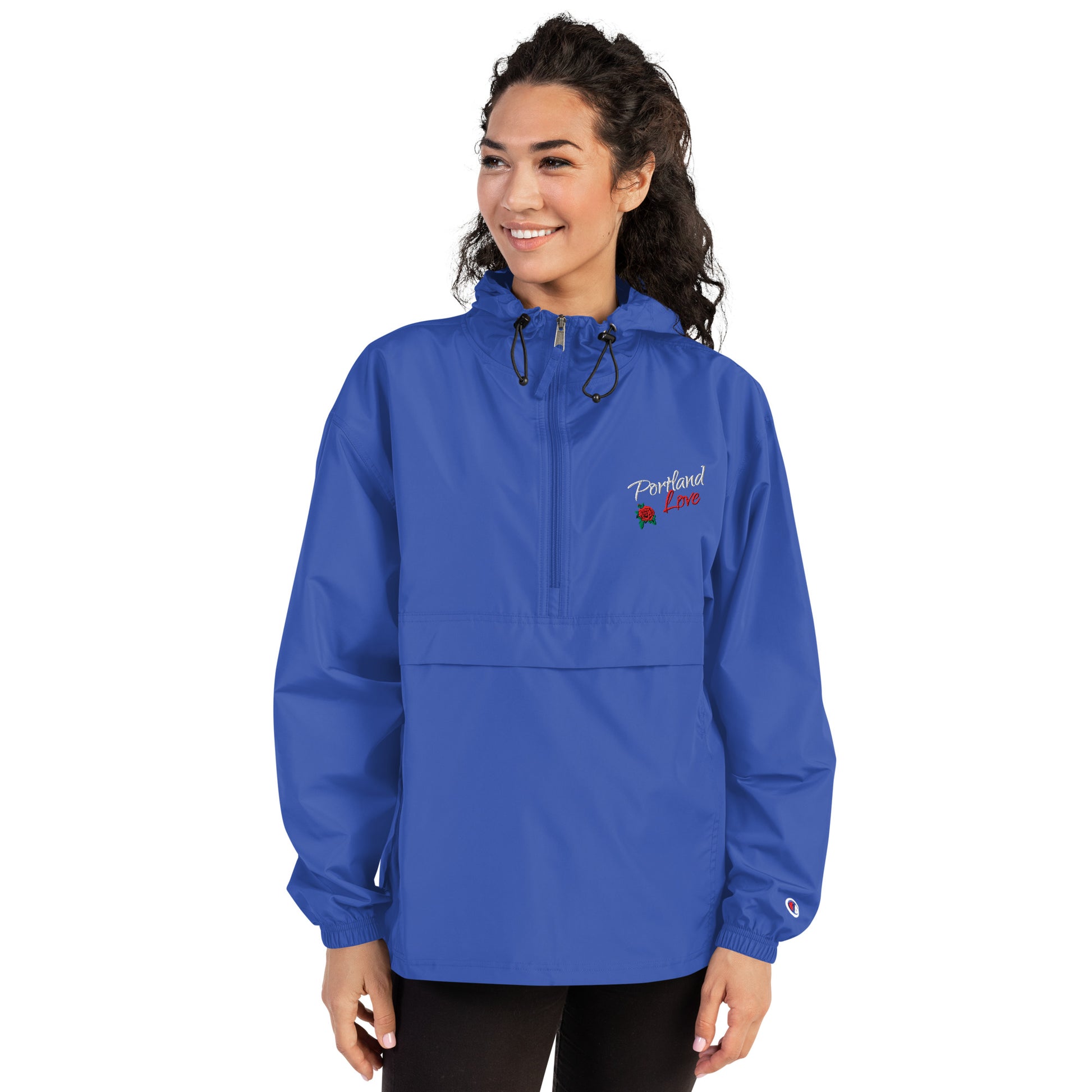 Portland Love Rose Embroidered Champion Packable Jacket image 19