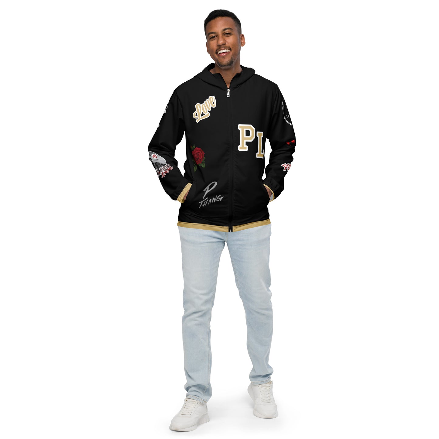 Black and Gold Logo Men’s Windbreaker image 9